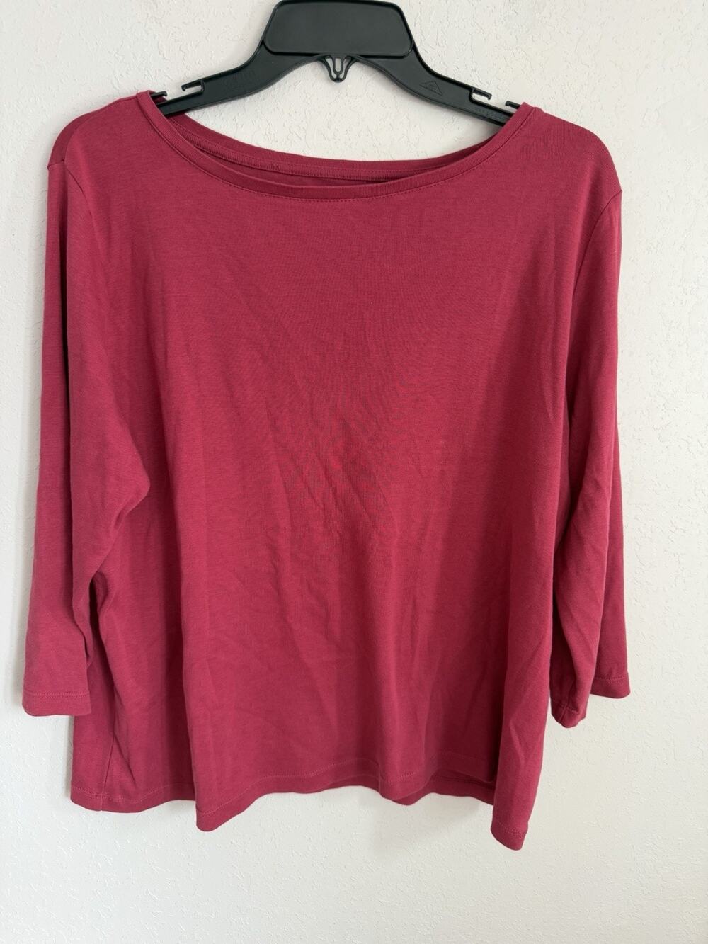 Talbots Pink Red 100% Pima Cotton 3/4 Sleeve Tee Womens 1X Casual Everyday